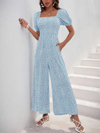 Printed Square Neck Puff Sleeve Jumpsuit 100100619721006 31 Affordable Fashion Under $100 Jerry's Apparel 