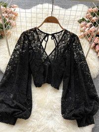Lace Tie Back Long Sleeve Top 100100430044315 33 Affordable Fashion Under $100 Jerry's Apparel 