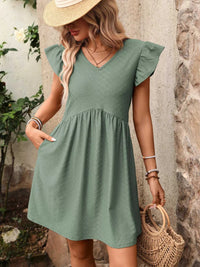 Ruffle Sleeve V-Neck A-Line Dress 100100170481531 30 Affordable Fashion Under $100 Jerry's Apparel 