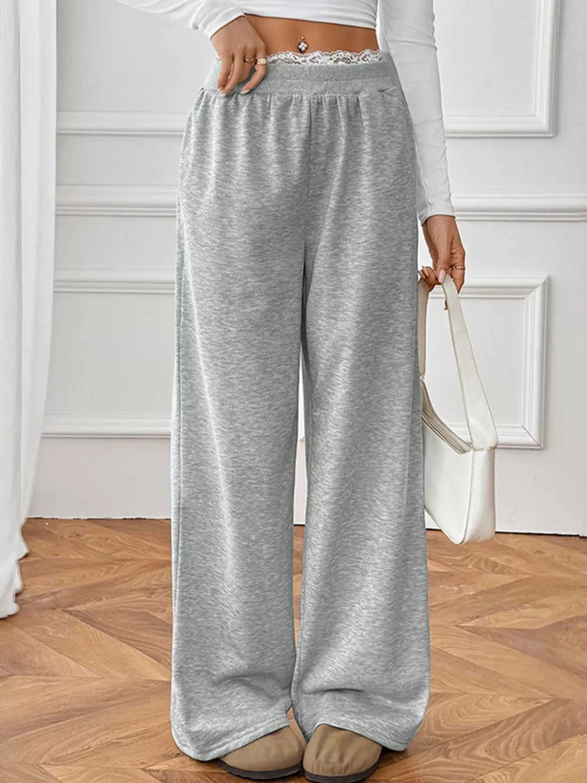 Lace Detail Wide Leg Casual Pants 100100750566333 33 Affordable Fashion Under $100 Jerry's Apparel 
