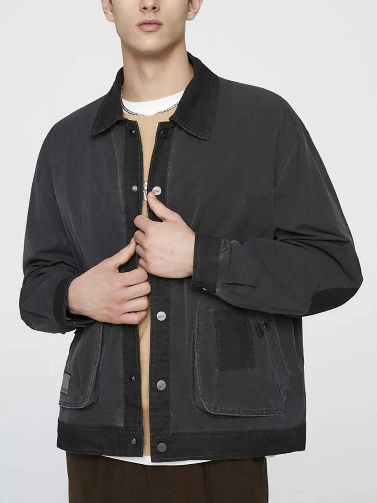 Men's Plus Size Snap Down Long Sleeve Jacket 100400486449495 140 Fashion Forward Plus Size Clothing Jerry's Apparel 