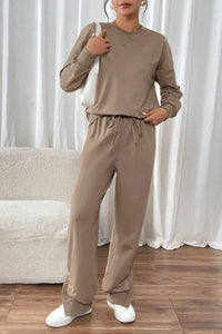 Perfee Round Neck Long Sleeve Top and Pants Set 100100595481771 37 Affordable Fashion Under $100 Jerry's Apparel 
