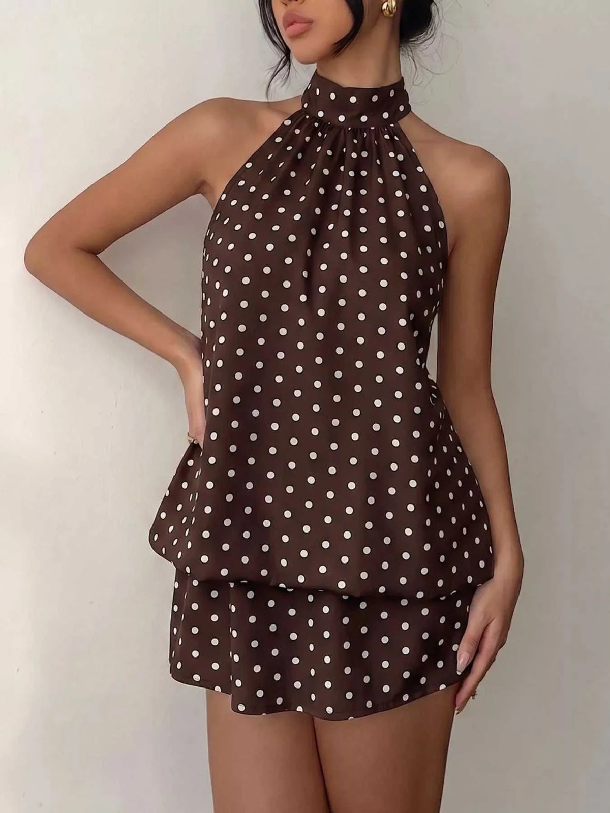 Polka Dot Halter Neck Mini Dress 100100230161229 32 Affordable Fashion Under $100 Jerry's Apparel 