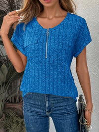 Zip-Front Short Sleeve T-Shirt