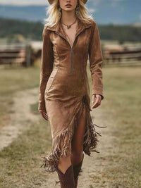 Full Size Fringe Hem Zip Front Bodycon Dress Plus Size 100100995904931 49 Affordable Fashion Under $100 Jerry's Apparel 