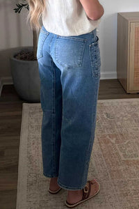 Solid Patchwork Grommet Tie Waist Loose Ankle-Length Jeans 101003318738055 74 Seasonal Fashion Collections Jerry's Apparel 