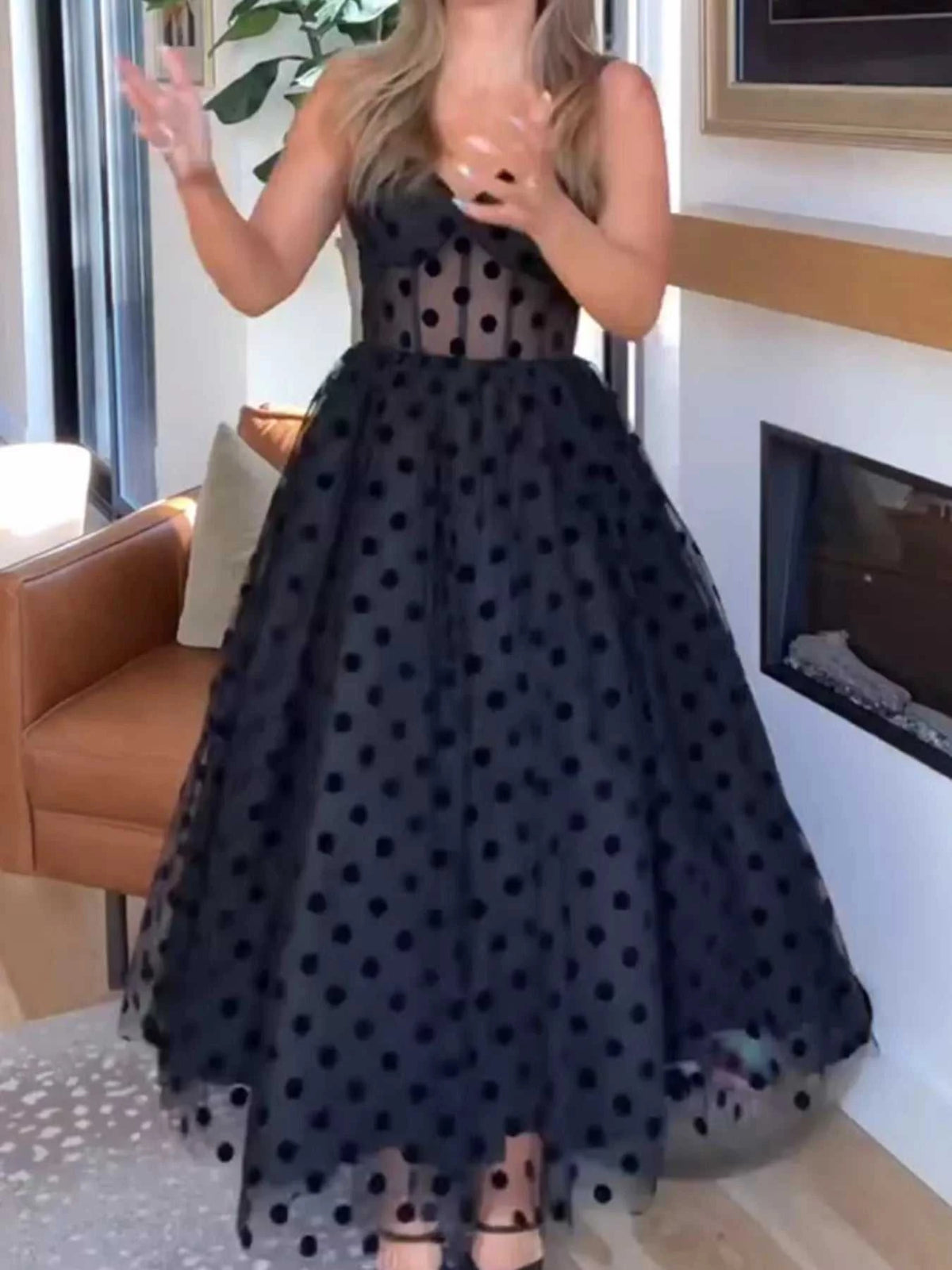 Polka Dot Tulle Sleeveless Midi Dress 100100076066300 50 Affordable Fashion Under $100 Jerry's Apparel 