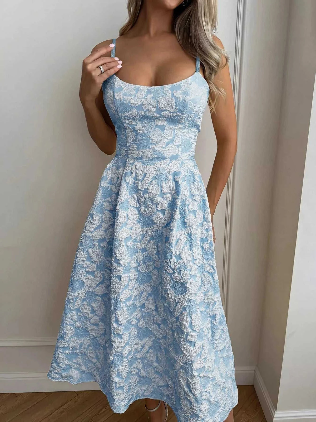 Textured A-Line Midi Dress 100100123271859 39 Women's Midi Dress Affordable Boutique Dresses Under $50 Jerry's Apparel 