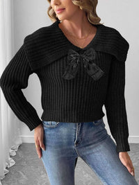 Contrast Bow Long Sleeve Sweater 101002743266724 37 Affordable Fashion Under $100 Jerry's Apparel 