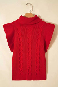 Cable Knit Turtleneck Ruffled Short Sleeve Sweater 101002004961931 44 Affordable Fashion Under $100 Jerry's Apparel 