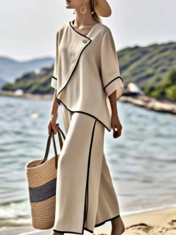 Full Size Contrast Trim Top and Wide Leg Pants Set Plus Size 101001301855619 43 Affordable Fashion Under $100 Jerry's Apparel 