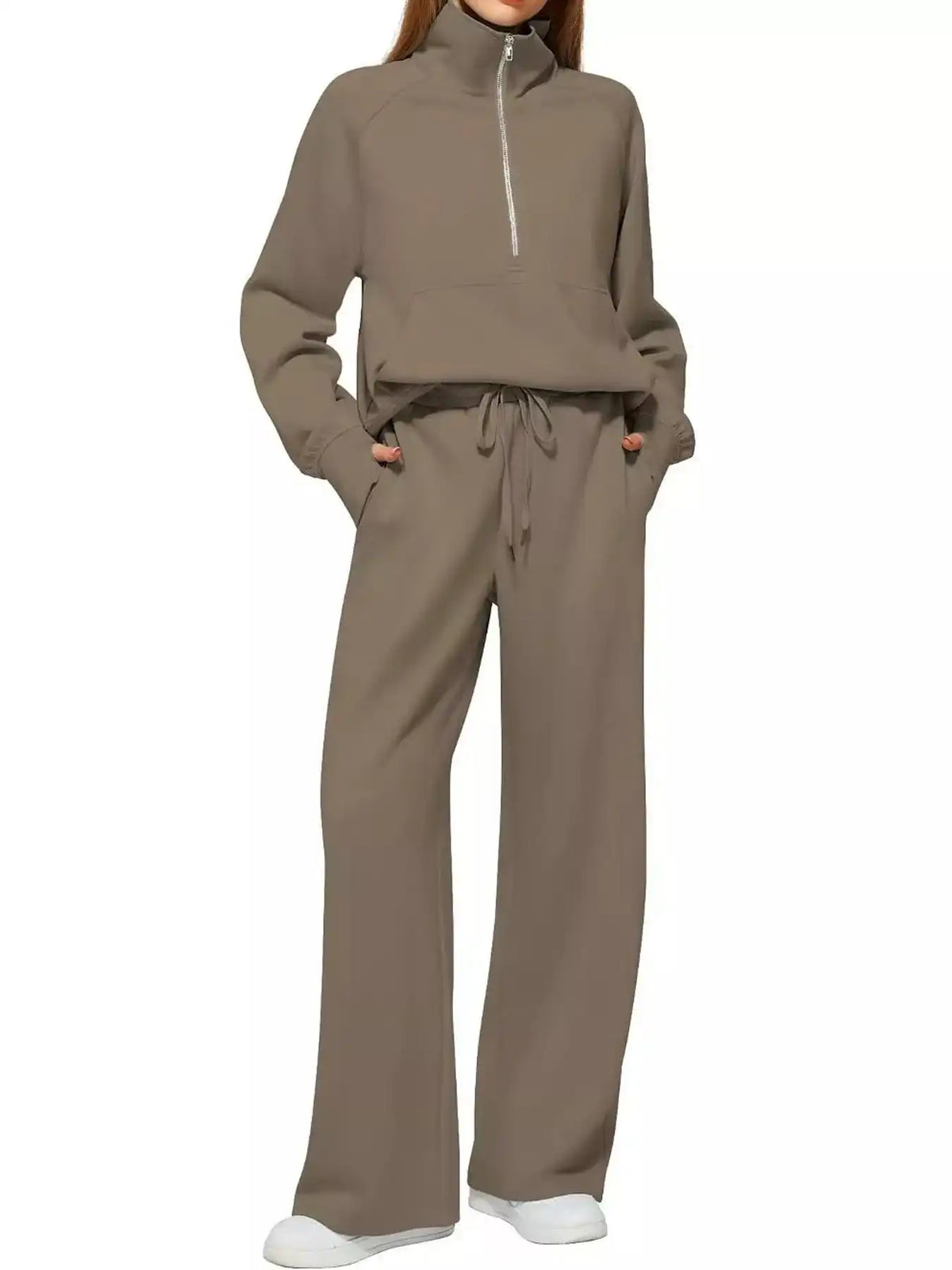 Half-Zip Sweatshirt and Wide-Leg Pants Set 101001840100593 40 Affordable Fashion Under $100 Jerry's Apparel 