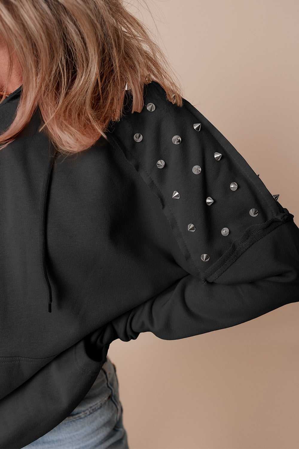 Drawstring Studded Long Sleeve Hoodie 100100364052504 59 Affordable Fashion Under $100 Jerry's Apparel 
