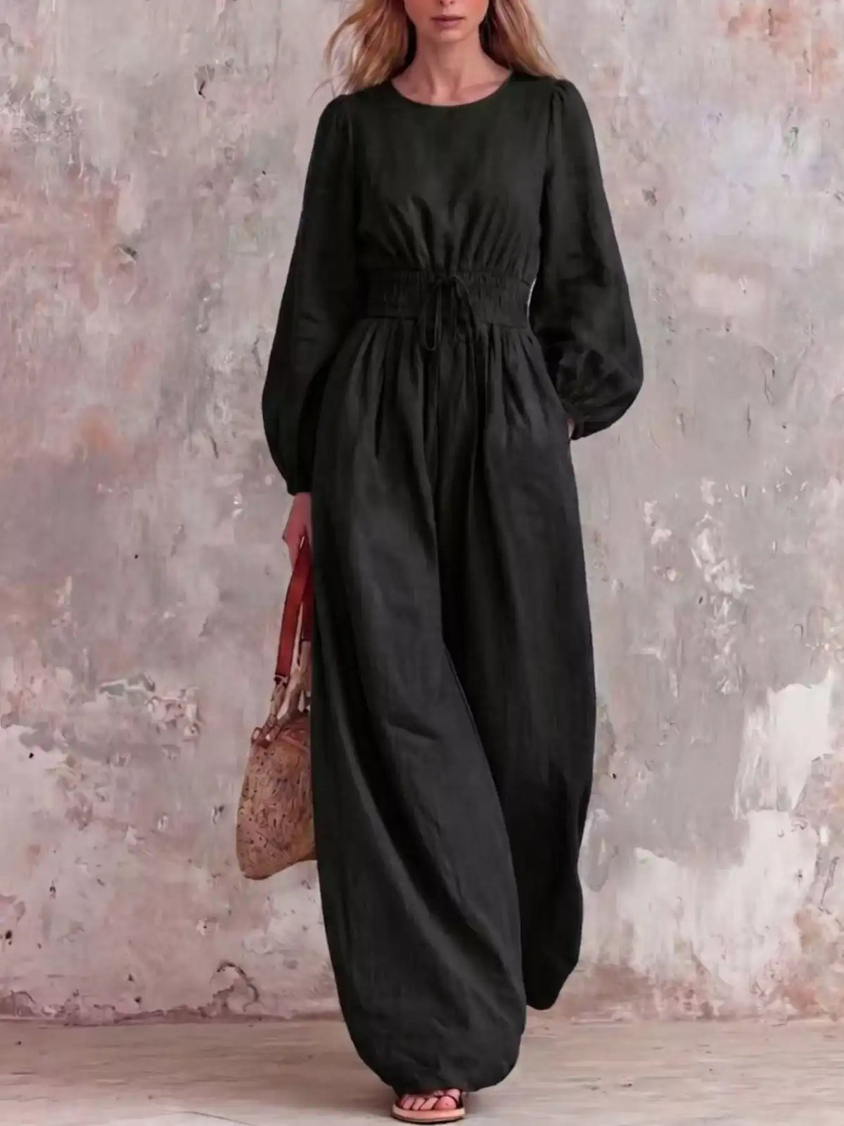Smocked Waist Long-Sleeve Jumpsuit 101001514200781 49 Affordable Fashion Under $100 Jerry's Apparel 