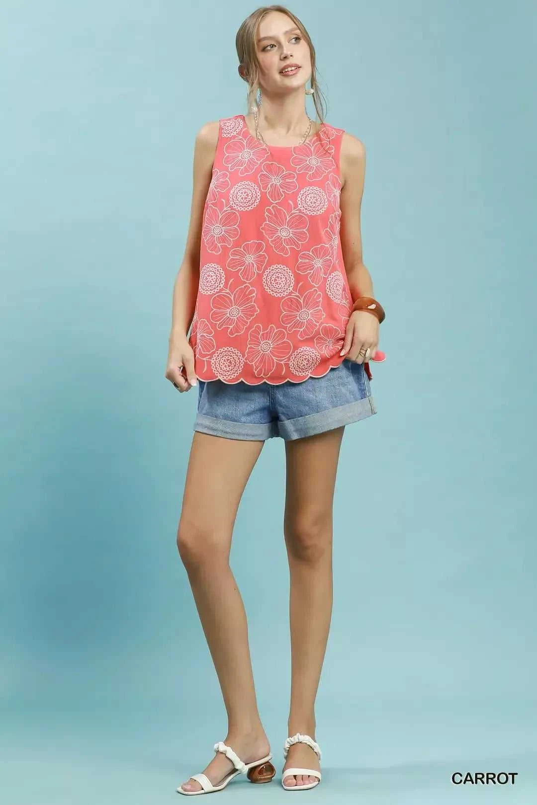 Umgee Floral Embroidered Sleeveless Top 100100699801175 60 Affordable Fashion Under $100 Jerry's Apparel 