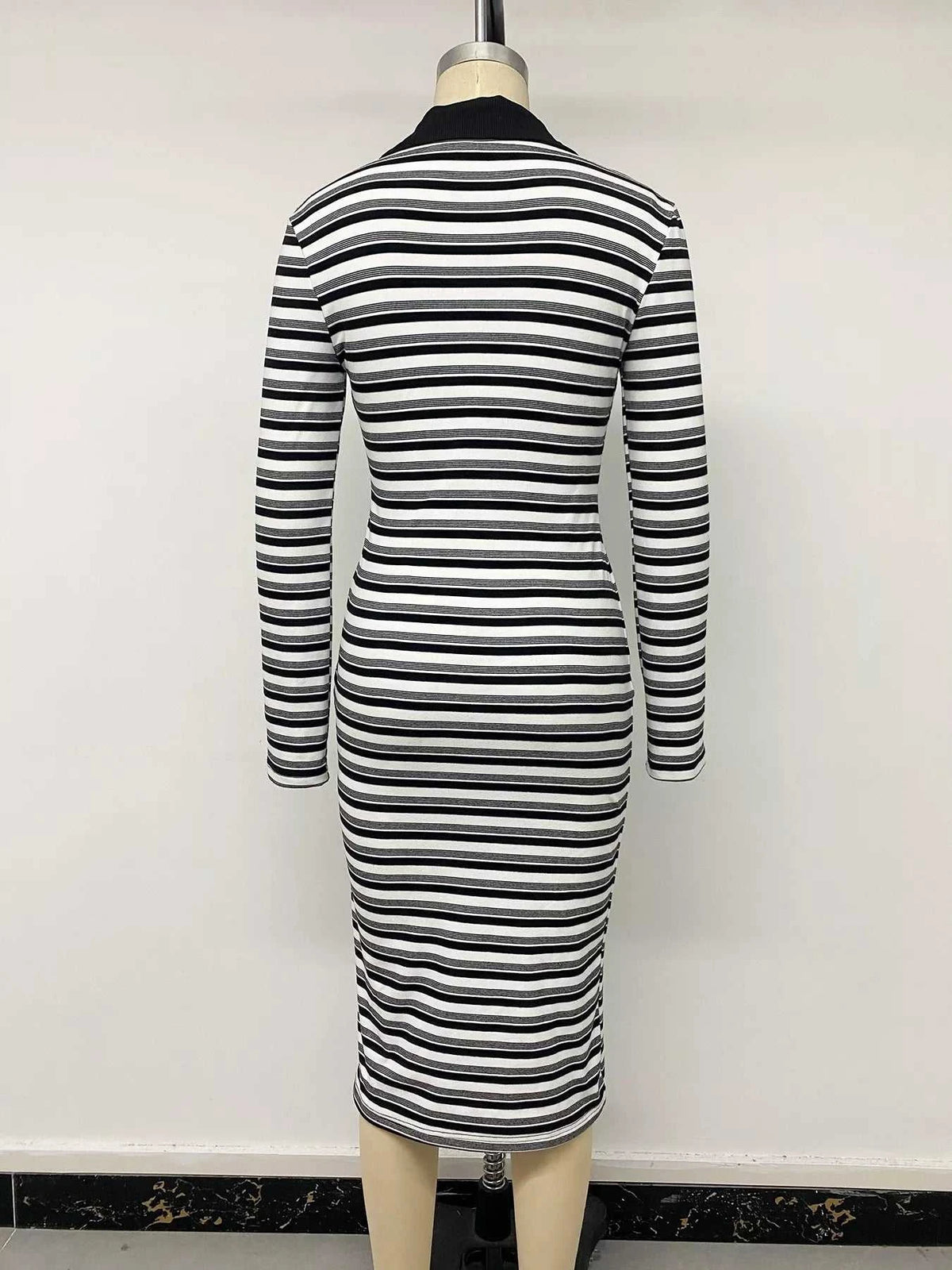 Striped Polo Collar Midi Dress 100100663373032 34 Women's Midi Dress Affordable Boutique Dresses Under $50 Jerry's Apparel 