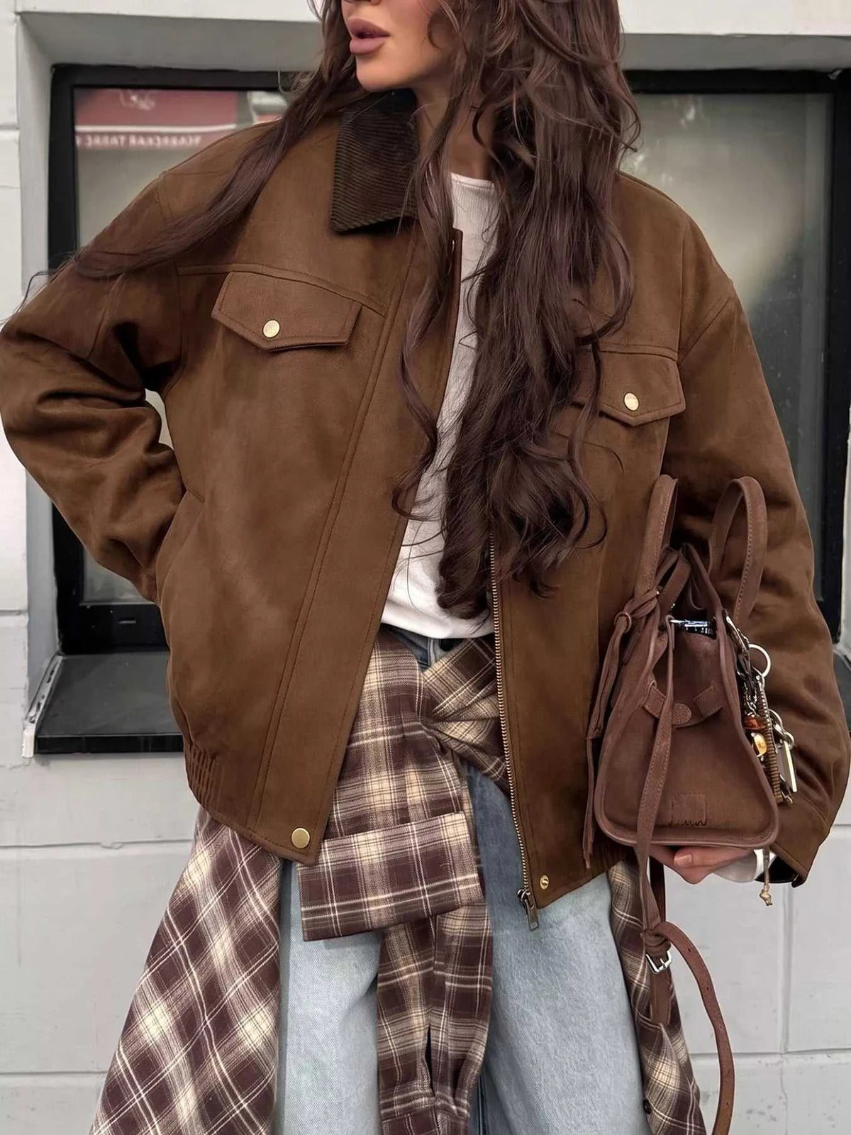 Corduroy Collar Zip-Up Jacket 100100544313647 53 Affordable Fashion Under $100 Jerry's Apparel 