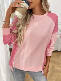 Color Block Waffle Knit Long Sleeve T-Shirt 100100404511401 37 Affordable Fashion Under $100 Jerry's Apparel 