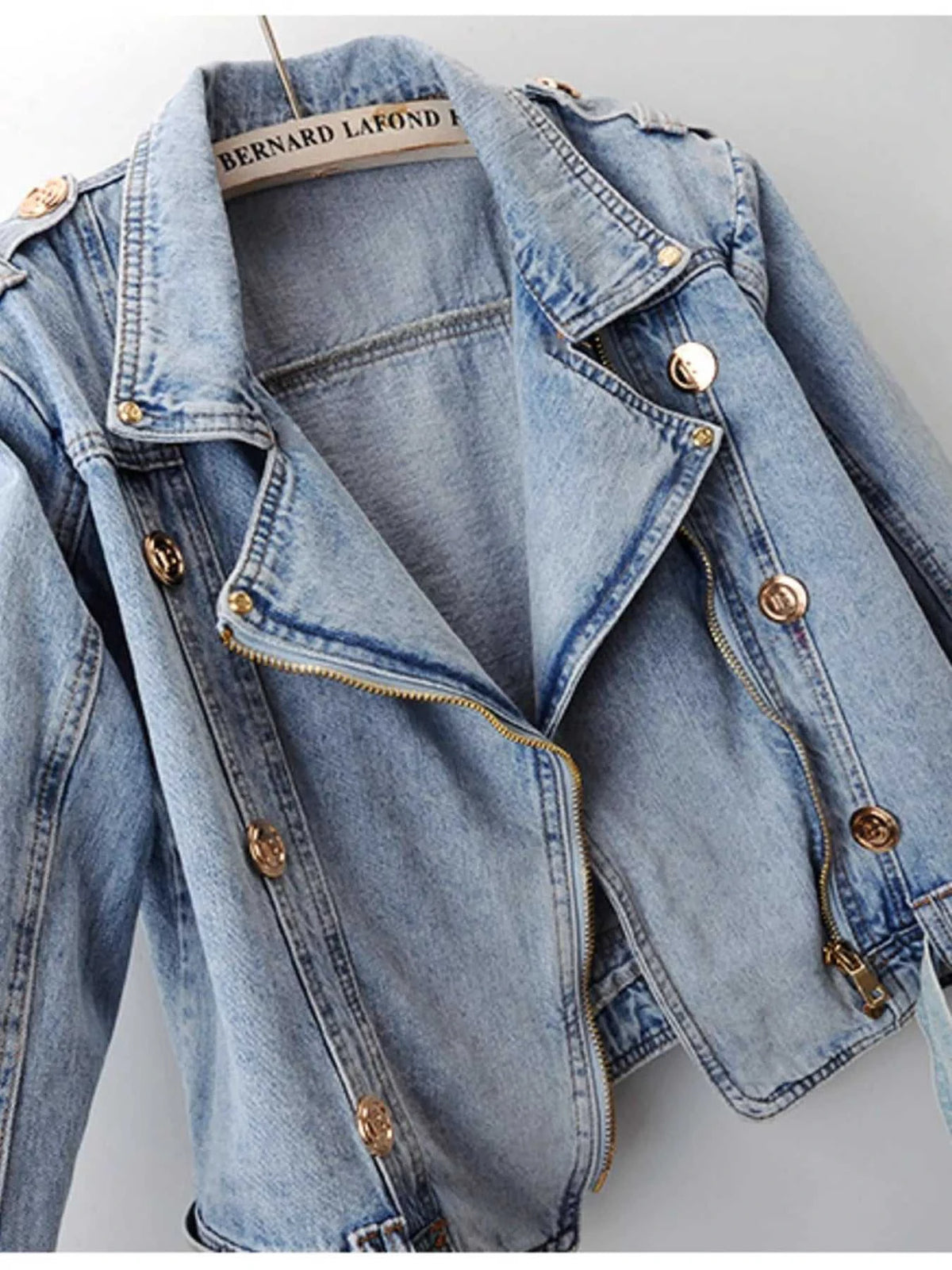 Asymmetrical Zip Denim Jacket 100100285490712 147 Women's Fall Clothing Jerry's Apparel 