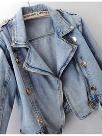 Asymmetrical Zip Denim Jacket 100100285490712 147 Women's Fall Clothing Jerry's Apparel 