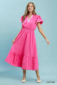 Umgee Contrast Trim Midi Dress with Tiered Ruffle Hem 100100766561132 64 Affordable Fashion Under $100 Jerry's Apparel 