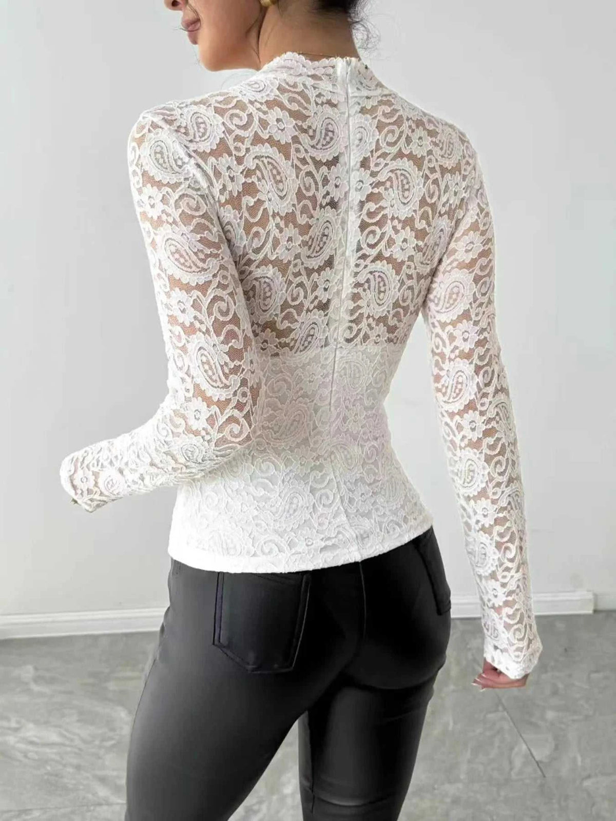 Zip Back Long Sleeve Lace Top 100100284576767 33 Affordable Fashion Under $100 Jerry's Apparel 