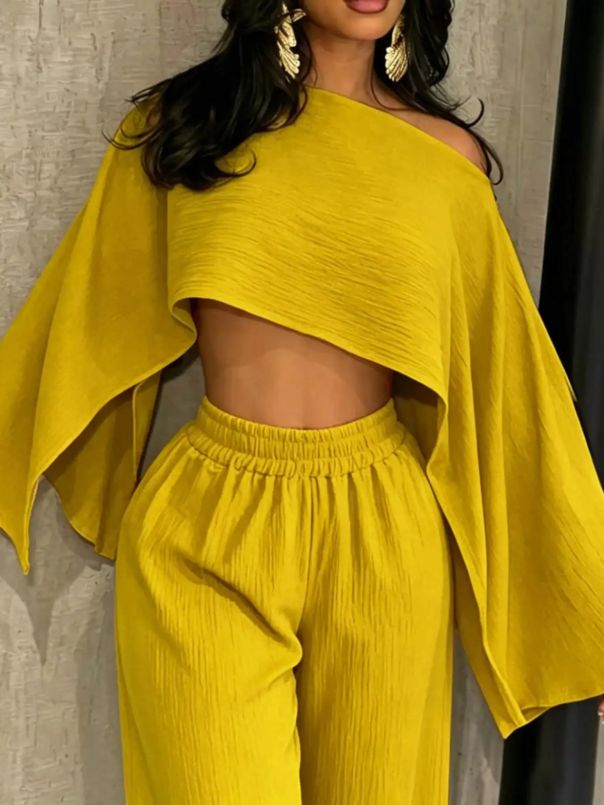 Boat Neck Crop Top and Wide-Leg Pants Set 101001634822589 57 Affordable Fashion Under $100 Jerry's Apparel 