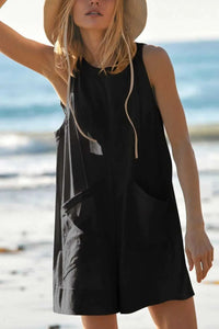 Lovelet Round Neck Sleeveless Romper with Pockets 100100661551405 26 Women's Romper Affordable Fashion Under $100 Jerry's Apparel 