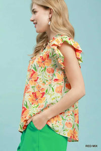 Umgee Smocked Yoke Ruffle Sleeve Floral Blouse 100100375601331 51 Affordable Fashion Under $100 Jerry's Apparel 