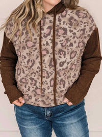 Plus Size Leopard Long Sleeve Drawstring Hoodie 100100648250327 39 Affordable Fashion Under $100 Jerry's Apparel 