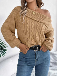 One Shoulder Cable Knit Sweater 101002219934825 38 Affordable Fashion Under $100 Jerry's Apparel 