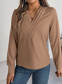 V-Neck Long Sleeve Blouse