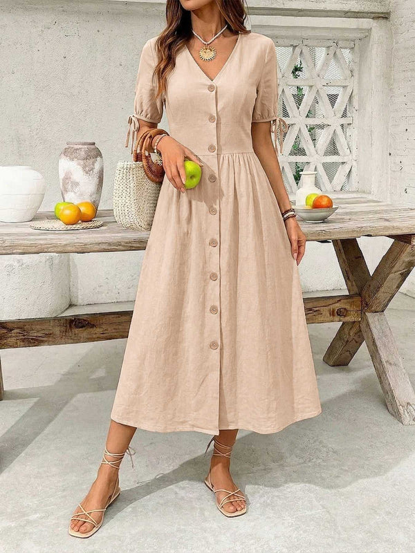 Button-Down Short Sleeve Midi Dress 100100773551026 41 Women's Midi Dress Affordable Boutique Dresses Under $50 Jerry's Apparel 