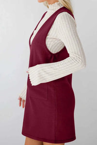 Lovelet Pocketed V-Neck Mini Sweater Overall Dress 100100283761487 35 Affordable Fashion Under $100 Jerry's Apparel 