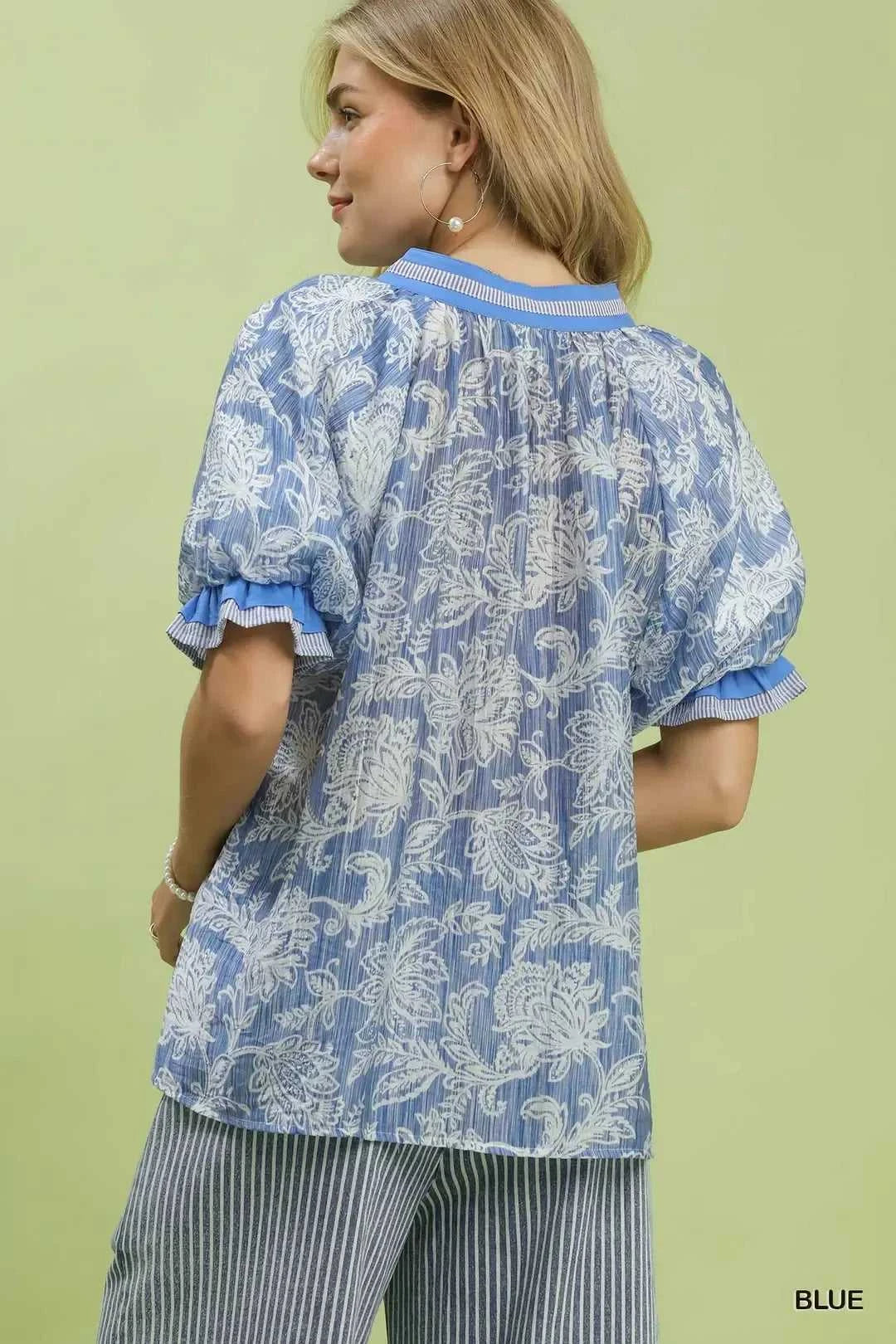 Umgee Floral Print Puff Sleeve Top 100100486401855 49 Affordable Fashion Under $100 Jerry's Apparel 