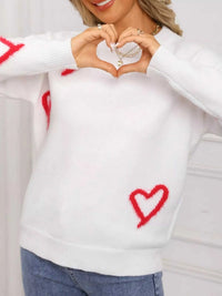 Valentine's Day Heart Print Crew Neck Sweater 100100466321617 50 Gifts for Her Jerry's Apparel 