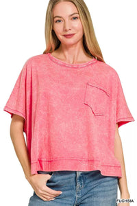 Zenana Acid Washed Round Neck Short Sleeve Oversized T-Shirt 100100881051586 25 Affordable Fashion Under $100 Jerry's Apparel 