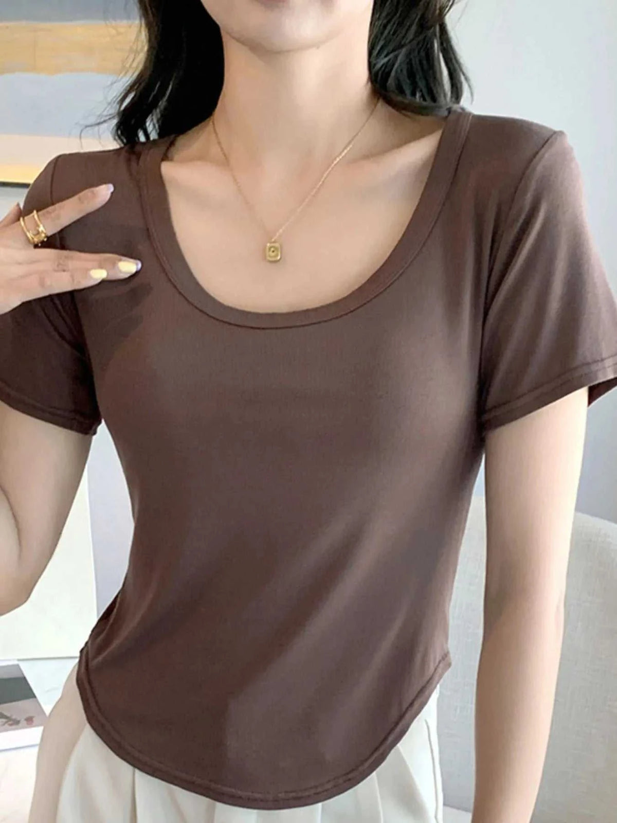 Plus Size Round Neck Short Sleeve T-Shirt 100100816232037 16 Affordable Fashion Under $100 Jerry's Apparel 