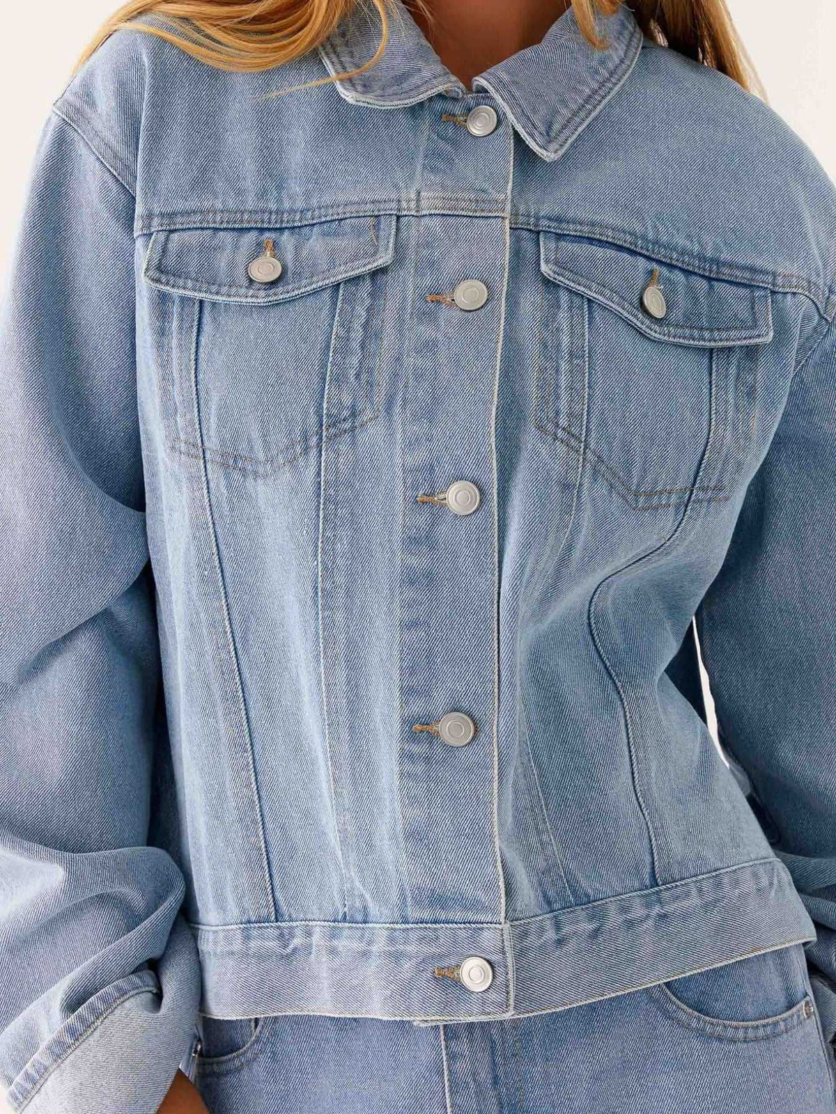 Button Down Cropped Oversized Denim Jacket 100100003789645 47 Affordable Fashion Under $100 Jerry's Apparel 