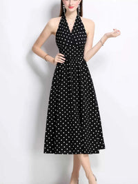 Polka Dot Halter Neck Midi Dress 100100546972272 69 Affordable Fashion Under $100 Jerry's Apparel 