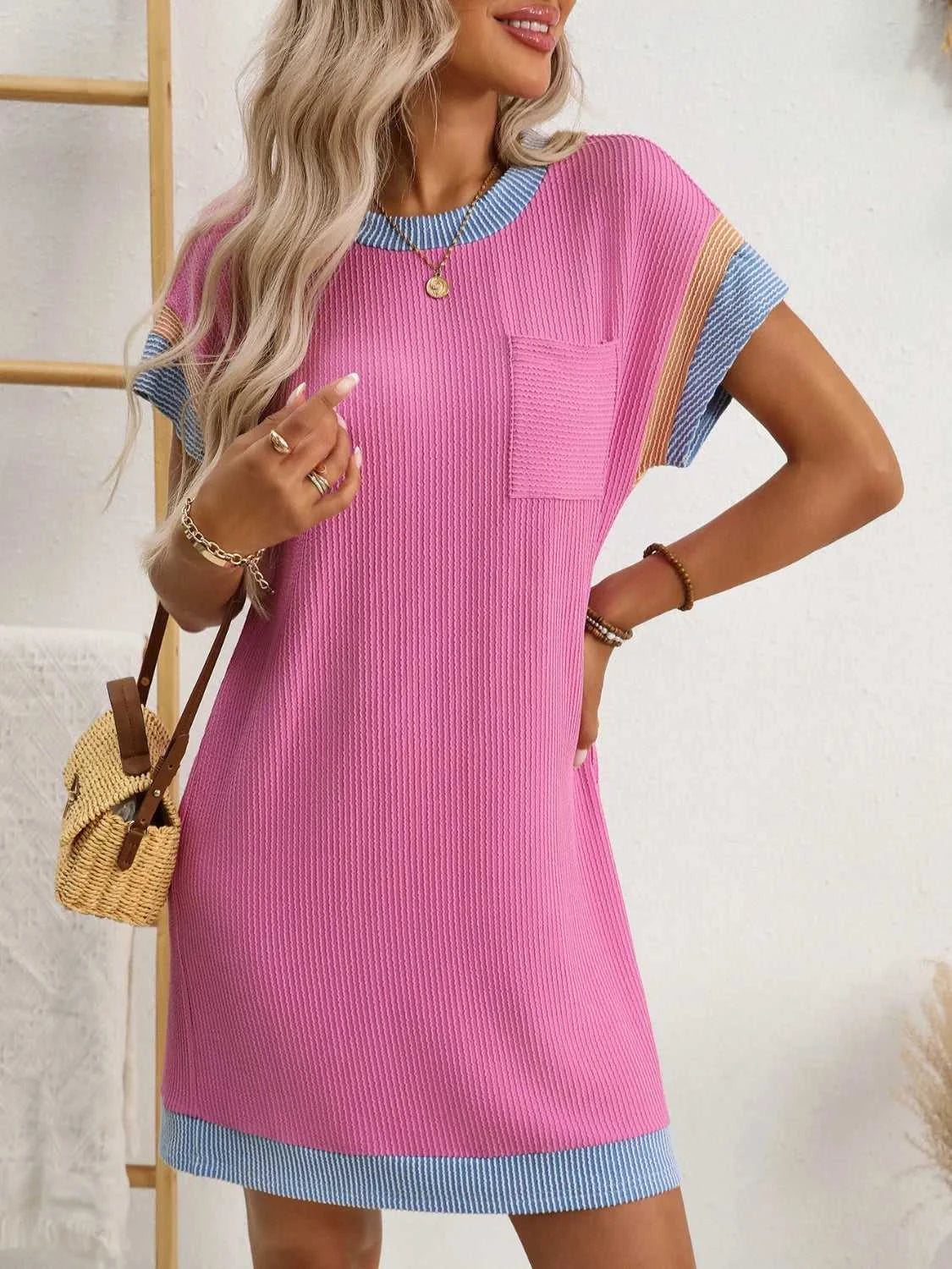 Round Neck Short Sleeve Mini Dress 100100619871757 33 Affordable Fashion Under $100 Jerry's Apparel 