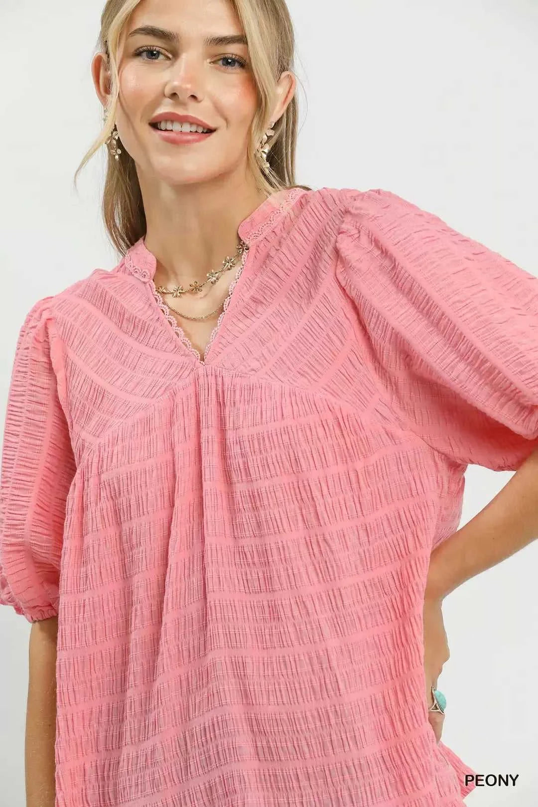 Umgee Textured Puff Sleeve Blouse 100100103951023 49 Affordable Fashion Under $100 Jerry's Apparel 