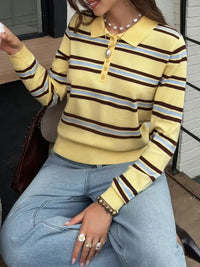 Striped Polo Collar Knit Top 101001605088991 64 Affordable Fashion Under $100 Jerry's Apparel 