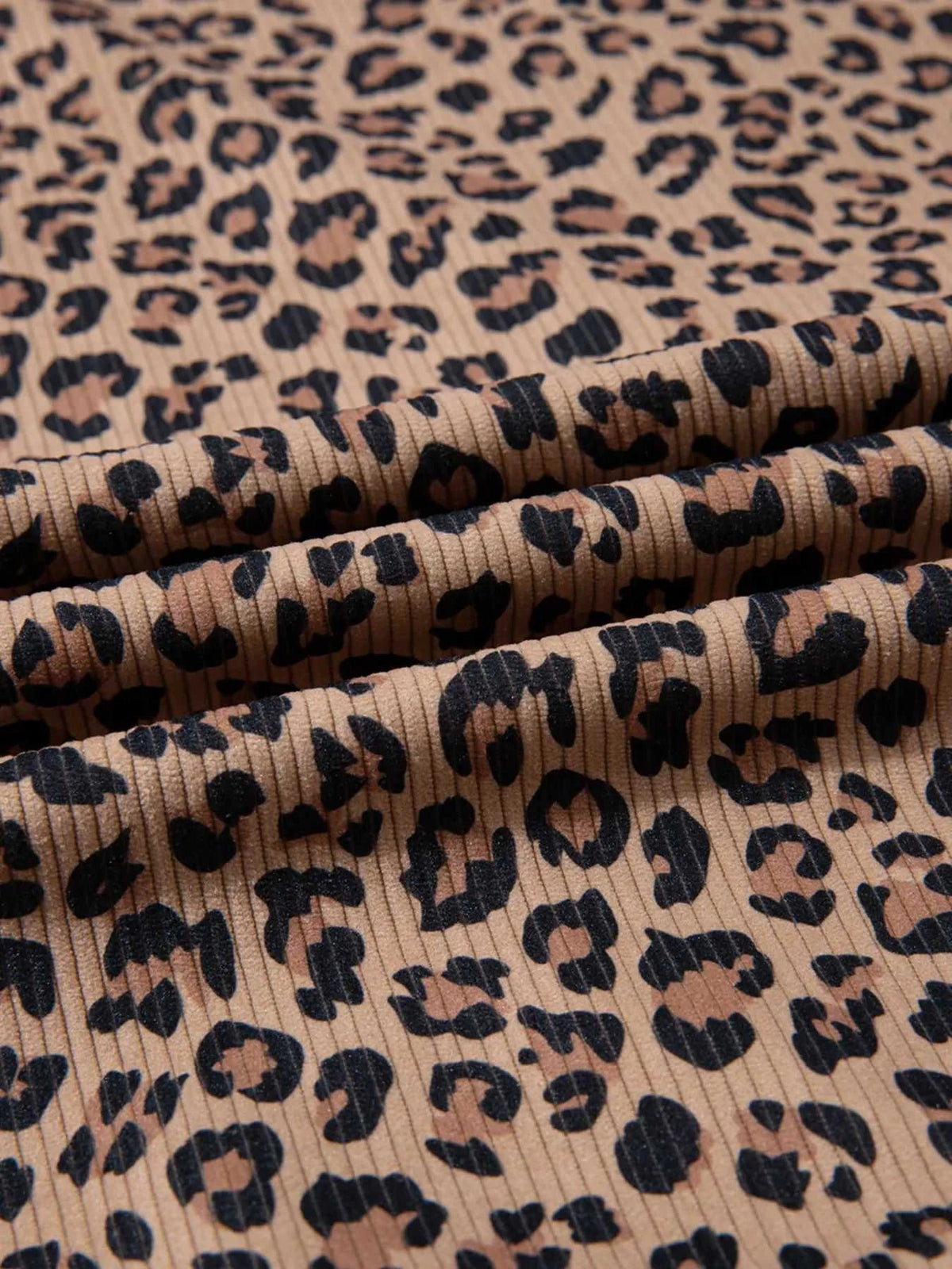 Ribbed Leopard Print Contrast Collar Zip Hoodie 100100044377034 47 Affordable Fashion Under $100 Jerry's Apparel 