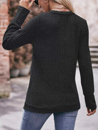 V-Neck Ribbed Knit Long Sleeve T-Shirt 100100748461046 28 Affordable Fashion Under $100 Jerry's Apparel 