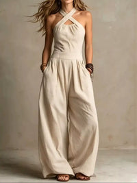 Full Size Halter Neck Wide-Leg Jumpsuit Plus Size 101001857800379 54 Affordable Fashion Under $100 Jerry's Apparel 