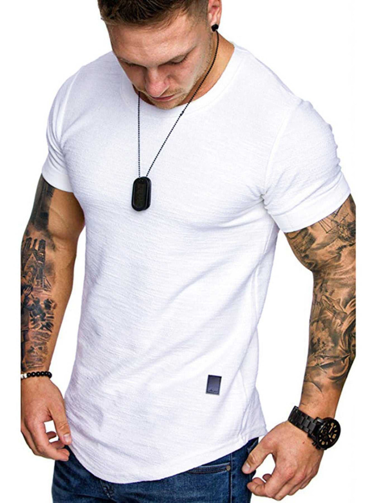 Men's Round Neck Slim Fit Casual T-Shirt 100400972198169 27 Affordable Fashion Under $100 Jerry's Apparel 