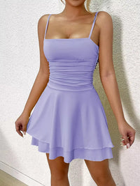 Ruched Spaghetti Strap Layered Mini Dress 101001361310686 33 Women's Dress Gifts for Her Jerry's Apparel 