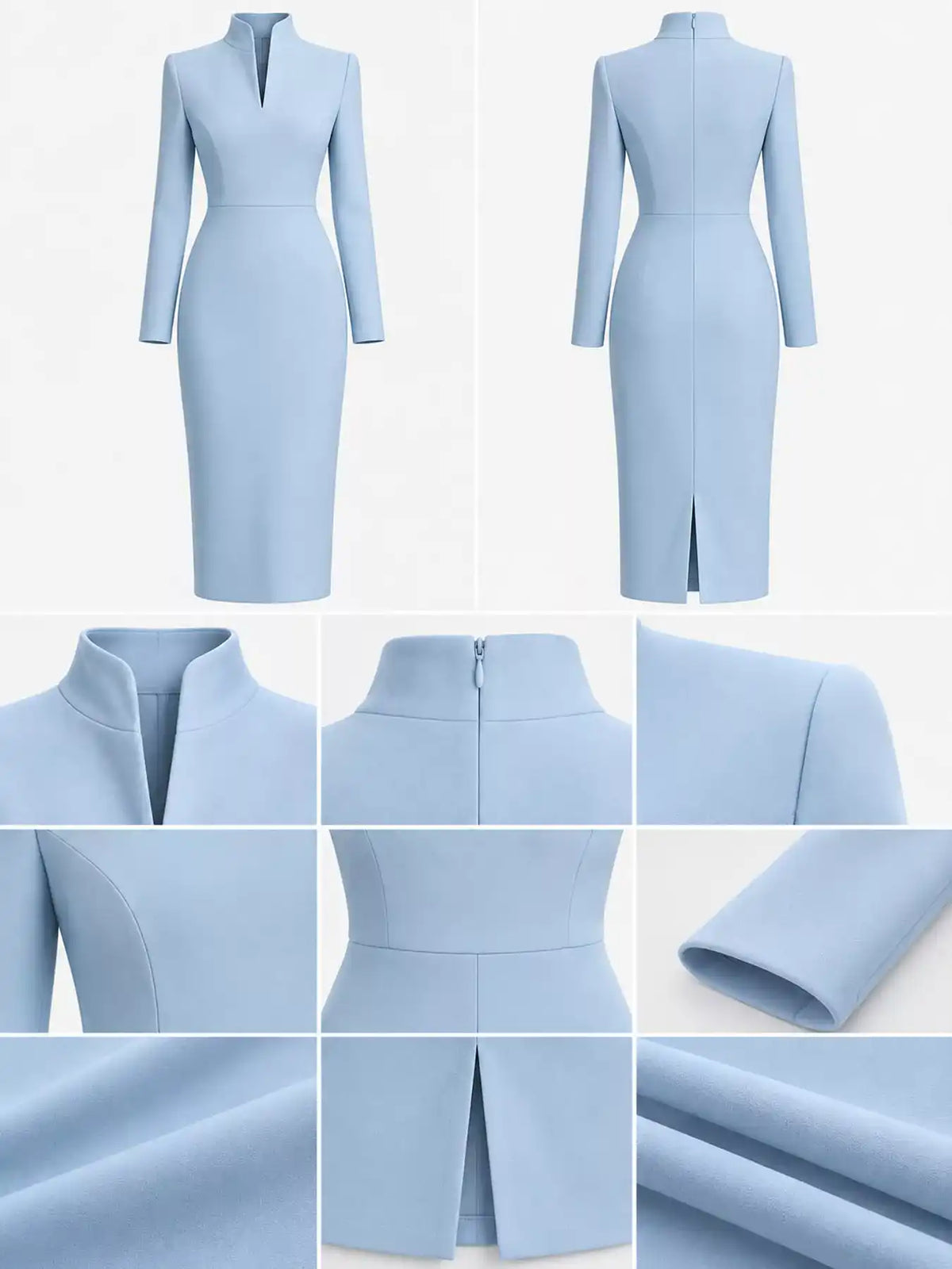 Full Size Stand-Collar Long-Sleeve Midi Dress Plus Size 101001432460062 48 Affordable Fashion Under $100 Jerry's Apparel 