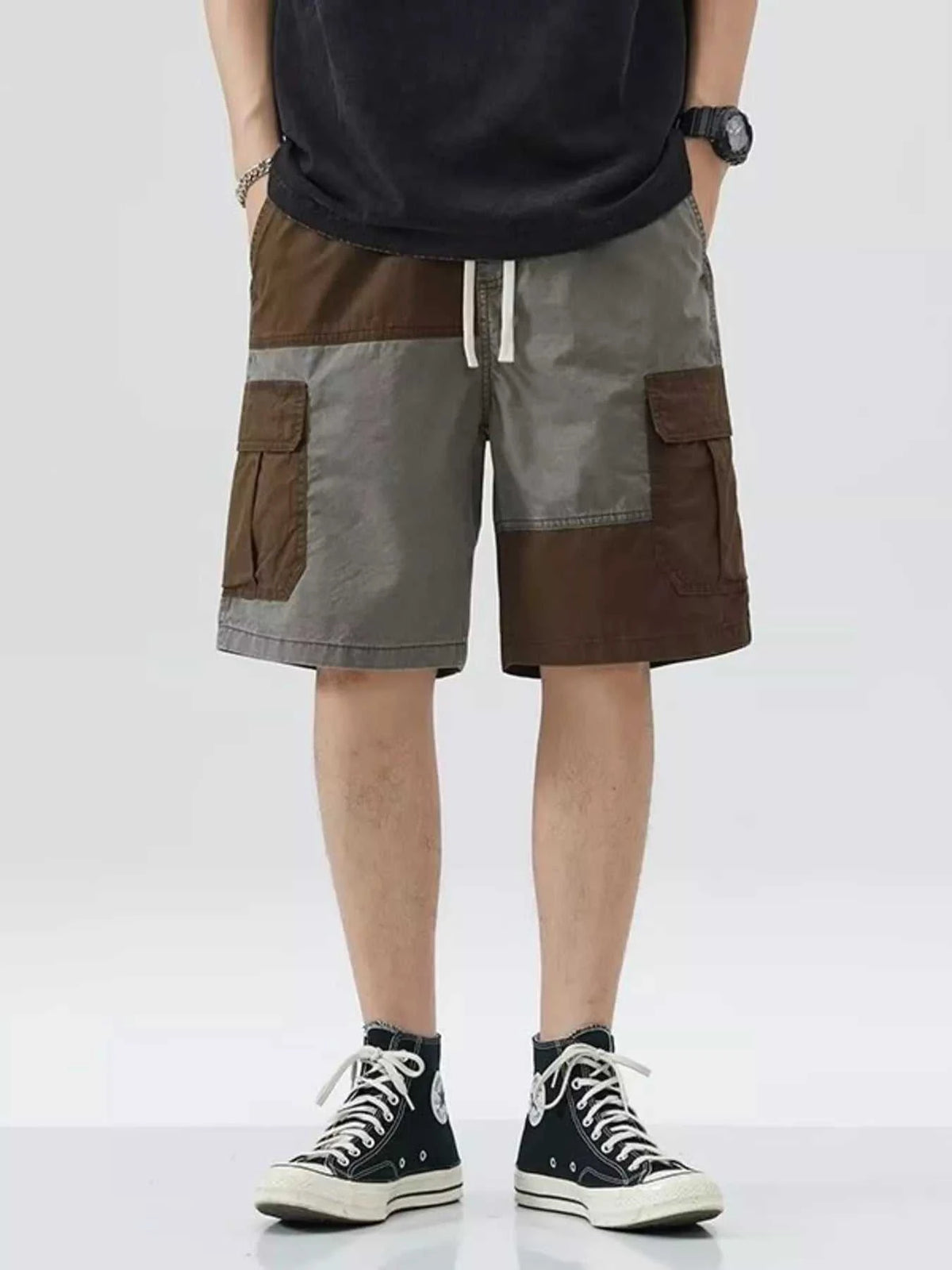 Men's Plus Size Two-Tone Cargo Shorts with Drawstring 100400078788252 34 Affordable Fashion Under $100 Jerry's Apparel 